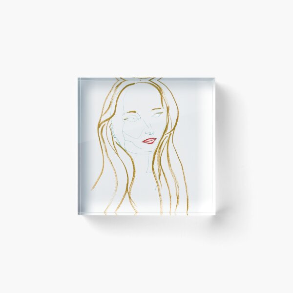 Item preview, Woman with Golden Hair and Red Lips — Ink Portrait Drawing designed and sold by essentialink.