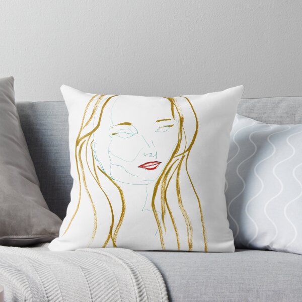 Item preview, Woman with Golden Hair and Red Lips — Ink Portrait Drawing designed and sold by essentialink.