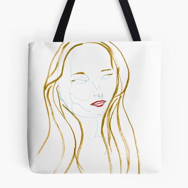 Item preview, Woman with Golden Hair and Red Lips — Ink Portrait Drawing designed and sold by essentialink.