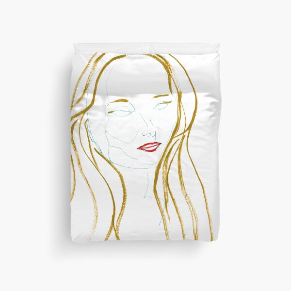 Item preview, Woman with Golden Hair and Red Lips — Ink Portrait Drawing designed and sold by essentialink.