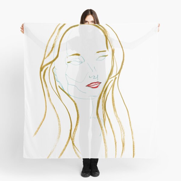 Item preview, Woman with Golden Hair and Red Lips — Ink Portrait Drawing designed and sold by essentialink.