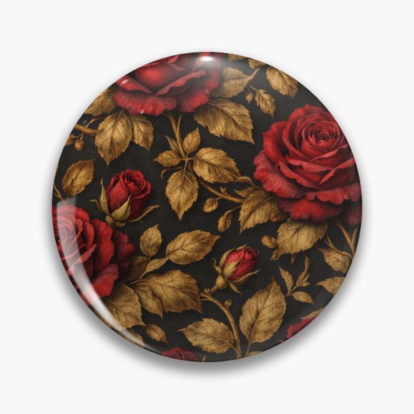 Item preview, Elegant Red Roses and Gold Leaves Seamless Pattern designed and sold by Owcomm.