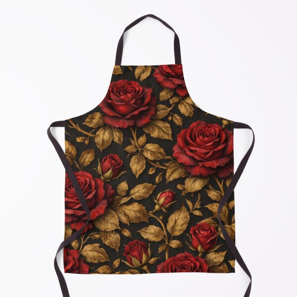 Item preview, Elegant Red Roses and Gold Leaves Seamless Pattern designed and sold by Owcomm.
