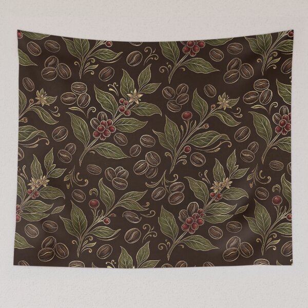 Item preview, Luxury Coffee Botanical Pattern designed and sold by MegaNovaArt.