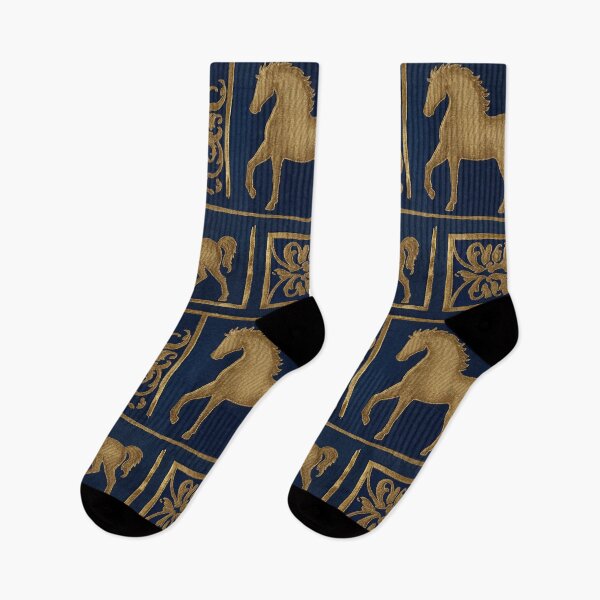 Item preview, Luxury Equestrian Pattern | Navy Gold Horse Baroque Old Money Aesthetic designed and sold by MegaNovaArt.