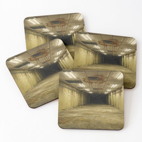 Item preview, Backrooms sticker illustration with eerie yellow hallway wallpaper and empty liminal space background for horror gaming layout and creepypasta graphic decoration designed and sold by littleluckystuf.