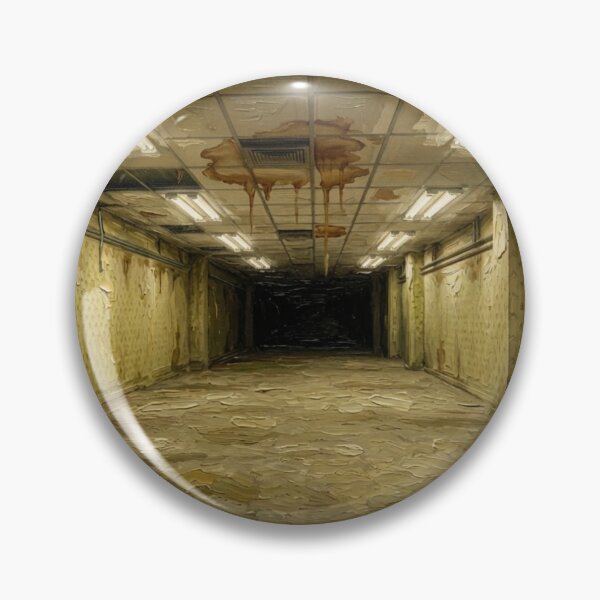 Item preview, Backrooms sticker illustration with eerie yellow hallway wallpaper and empty liminal space background for horror gaming layout and creepypasta graphic decoration designed and sold by littleluckystuf.