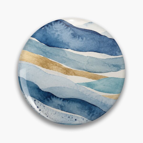 Item preview, Blue Watercolor Waves Art with Gold Streak, Abstract Ocean Inspired Art, artistic decor, wall art, shower curtains, phone cases, cushion covers designed and sold by 21 Tulips.