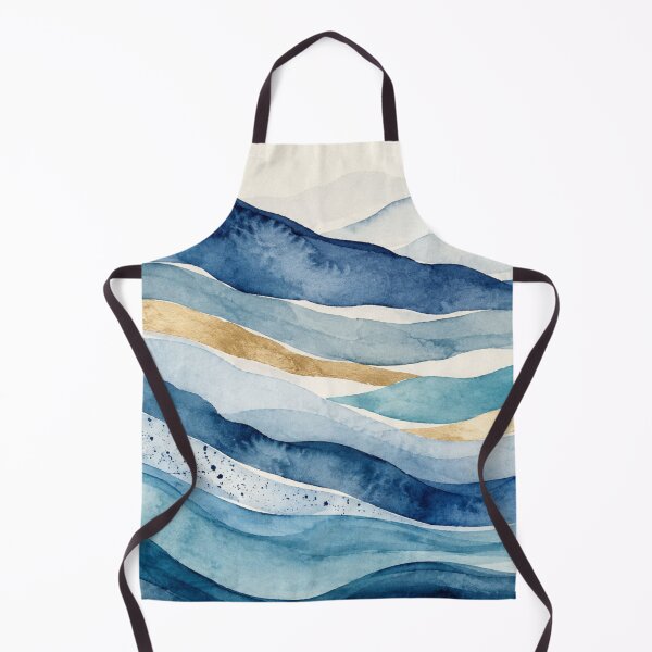 Item preview, Blue Watercolor Waves Art with Gold Streak, Abstract Ocean Inspired Art, artistic decor, wall art, shower curtains, phone cases, cushion covers designed and sold by 21 Tulips.