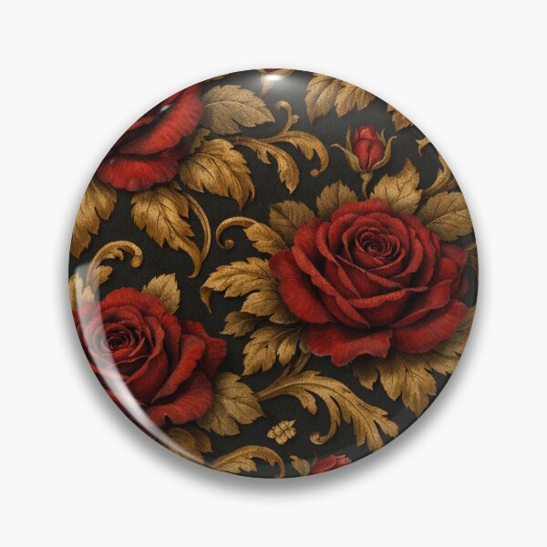 Item preview, Dark Gothic Red Roses and Gold Filigree Seamless Pattern designed and sold by Owcomm.