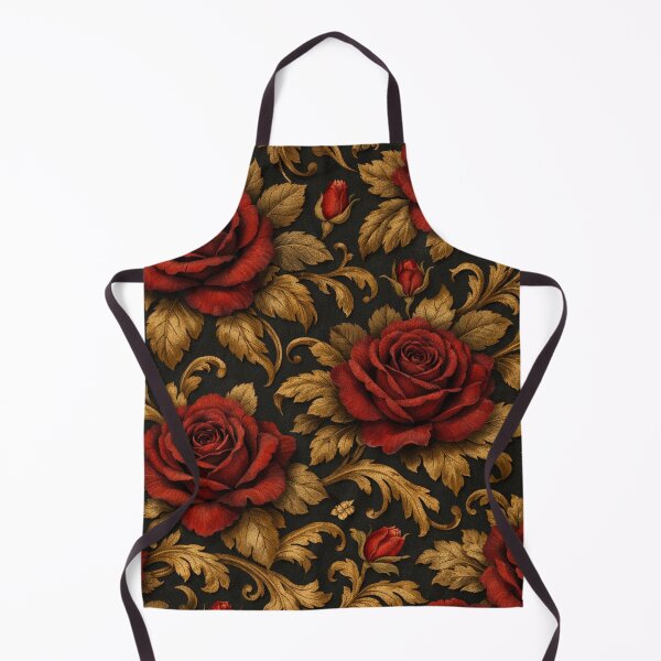 Item preview, Dark Gothic Red Roses and Gold Filigree Seamless Pattern designed and sold by Owcomm.