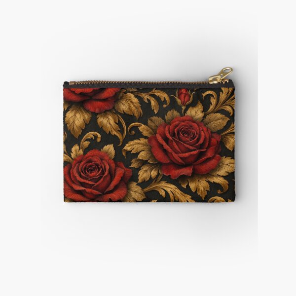 Item preview, Dark Gothic Red Roses and Gold Filigree Seamless Pattern designed and sold by Owcomm.