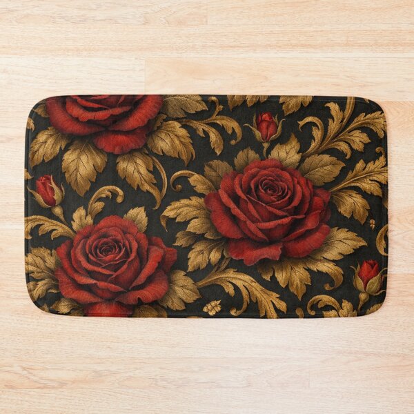 Item preview, Dark Gothic Red Roses and Gold Filigree Seamless Pattern designed and sold by Owcomm.