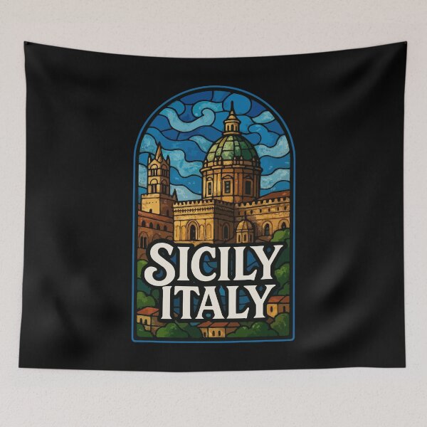 Item preview, Sicily Palermo Cityscape Italy Stained Glass Art Travel designed and sold by TomFrontierArt.