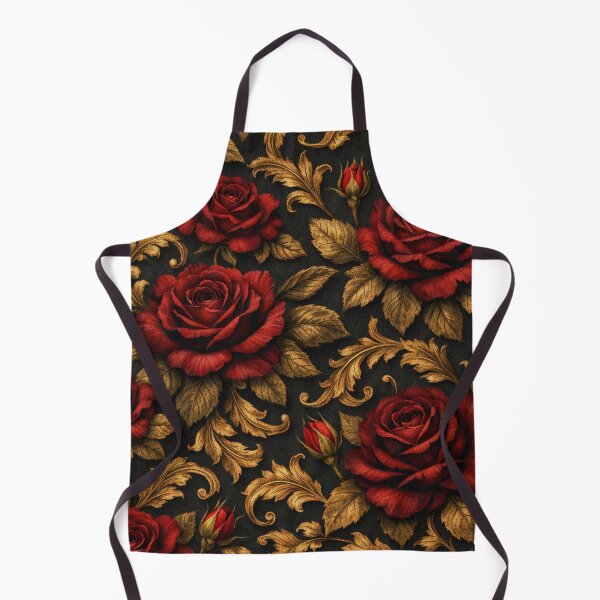 Item preview, Red Roses and Golden Baroque Filigree Pattern designed and sold by Owcomm.