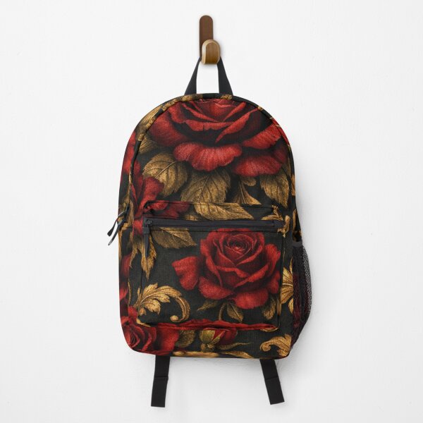 Item preview, Red Roses and Golden Baroque Filigree Pattern designed and sold by Owcomm.