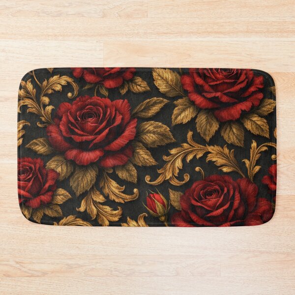 Item preview, Red Roses and Golden Baroque Filigree Pattern designed and sold by Owcomm.