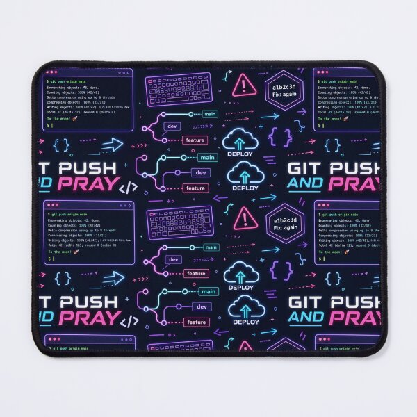 Item preview, Git Push and Pray Neon Coder Pattern designed and sold by DebugLab.