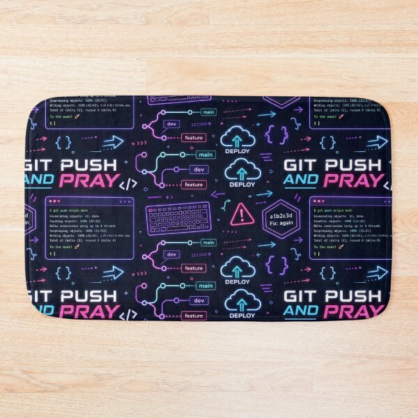 Item preview, Git Push and Pray Neon Coder Pattern designed and sold by DebugLab.