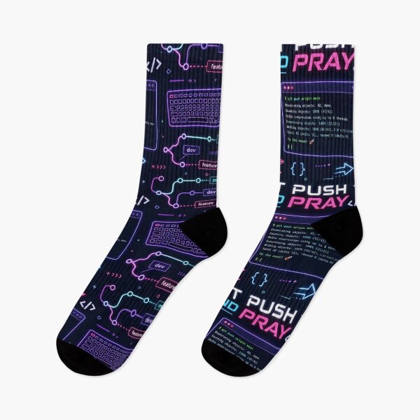 Item preview, Git Push and Pray Neon Coder Pattern designed and sold by DebugLab.