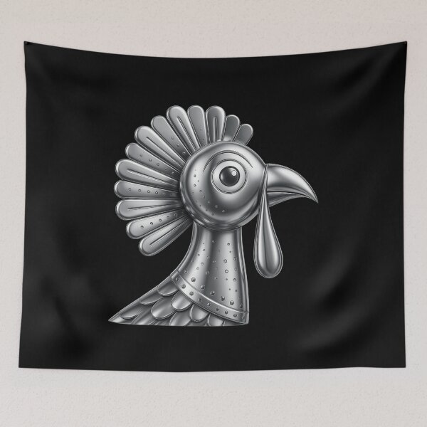 Item preview, Metallic Turkey Head Industrial Bird Chrome Style Design designed and sold by kakmi-art.