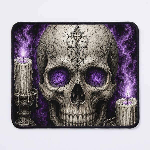 Item preview, Gothic Ritual Skull with Purple Flames designed and sold by VeltharaArt.