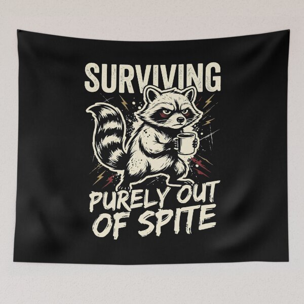 Item preview, Surviving Purely Out Of Spite Funny Sarcastic Retro Dark Humor Design designed and sold by get55shirt.