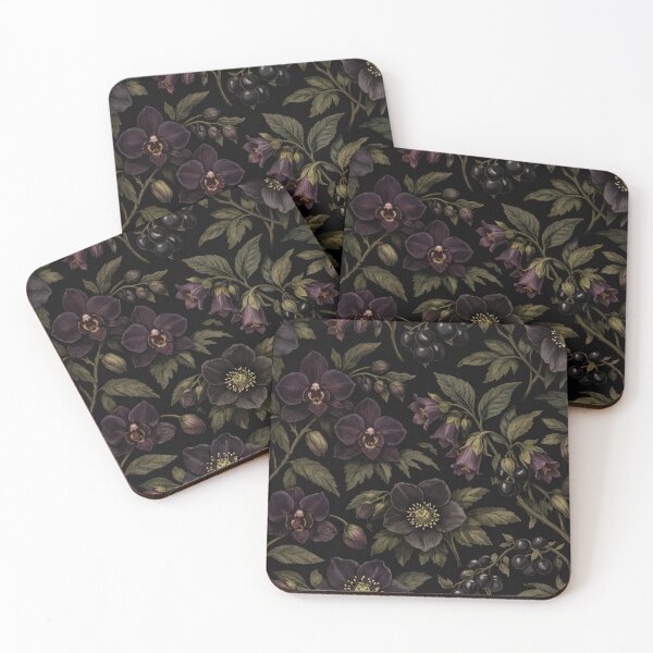 Item preview, Dark Botanical Elegance Moody Orchids and Nightshade Berries designed and sold by Owcomm.