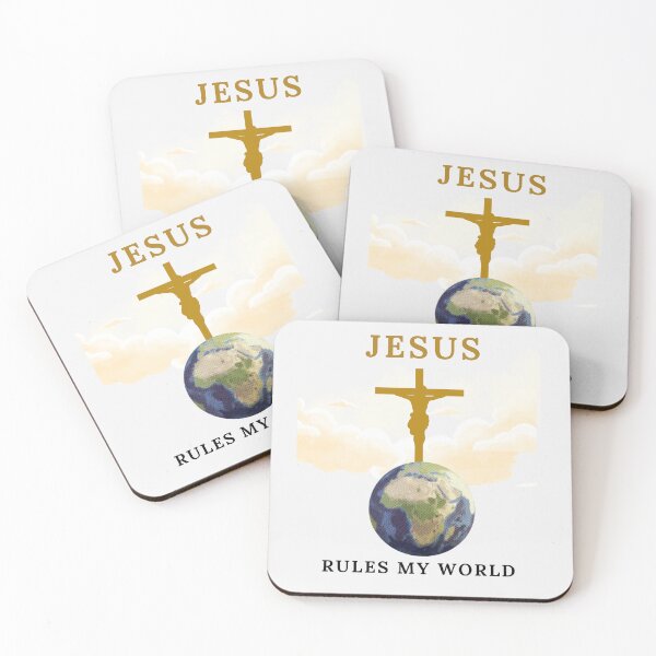 Item preview, Jesus Rules My World | Christian Wall Art | Faith-Based Cross and Globe Print | Religious Home Decor designed and sold by QuietRootStudio.