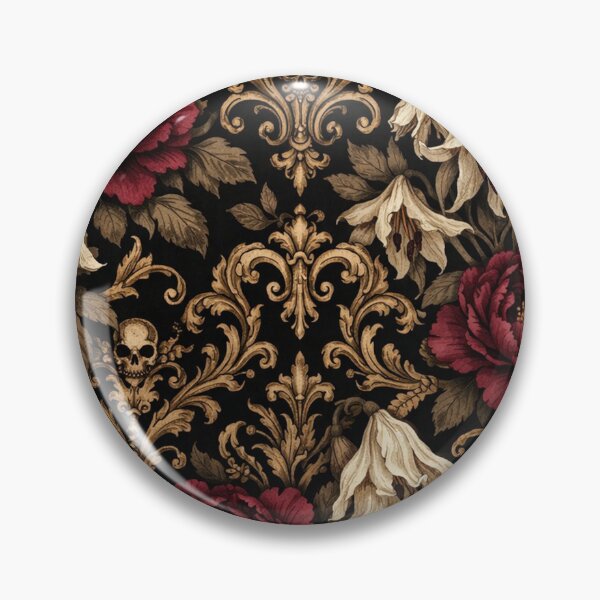 Item preview, Ornate Gothic Peony and Skull Vintage Damask designed and sold by Owcomm.