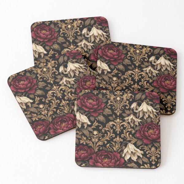 Item preview, Ornate Gothic Peony and Skull Vintage Damask designed and sold by Owcomm.