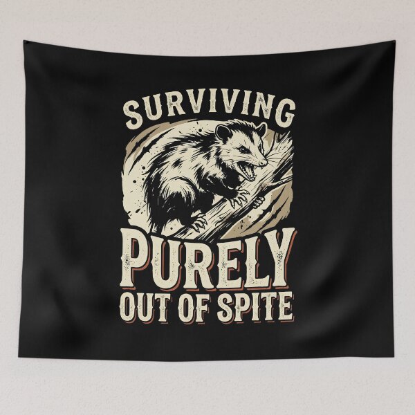 Item preview, Surviving Purely Out Of Spite Chaotic Funny Meme Retro Typography designed and sold by get55shirt.