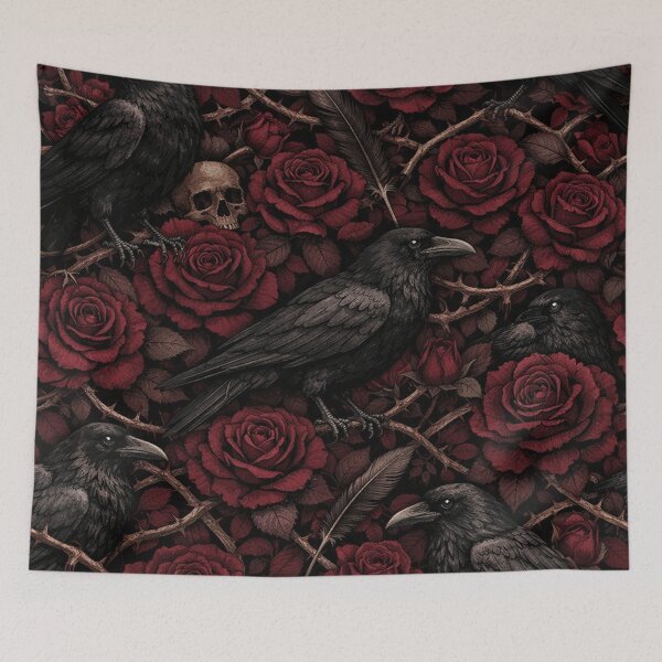 Item preview, Gothic Raven and Dark Red Rose Pattern designed and sold by Owcomm.