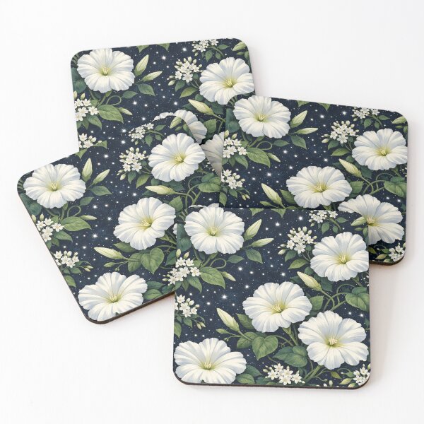 Item preview, White Moonflowers in the Starry Night Sky designed and sold by Owcomm.
