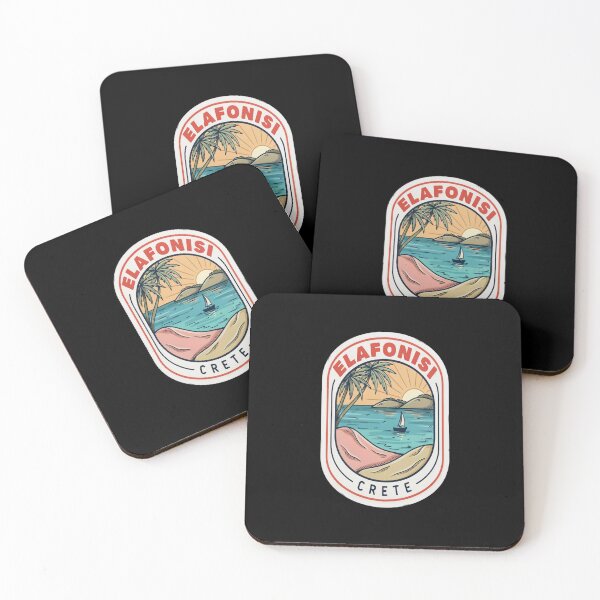 Item preview, Elafonisi Vintage Travel Sticker – Retro Crete Pink‑Sand Lagoon Illustration designed and sold by stickercuffs.