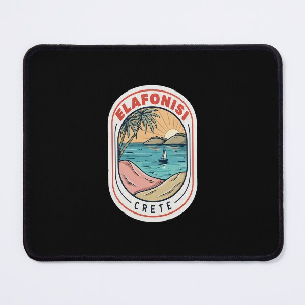 Item preview, Elafonisi Vintage Travel Sticker – Retro Crete Pink‑Sand Lagoon Illustration designed and sold by stickercuffs.