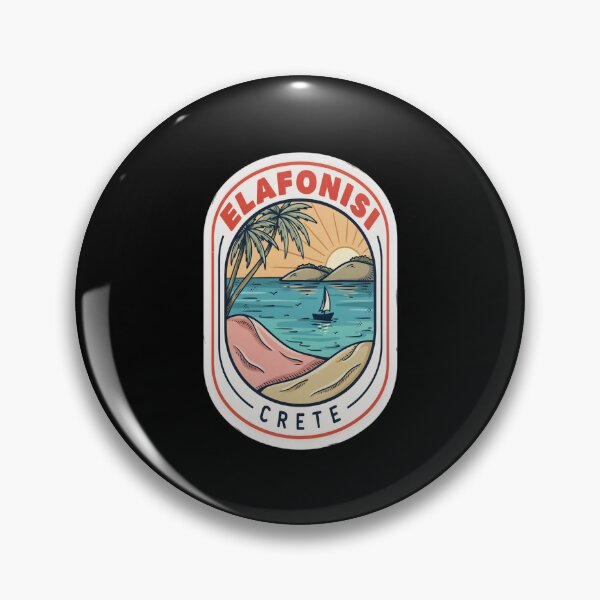 Item preview, Elafonisi Vintage Travel Sticker – Retro Crete Pink‑Sand Lagoon Illustration designed and sold by stickercuffs.