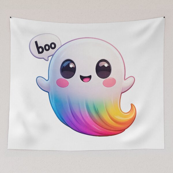 Item preview, Boo! — Rainbow Kawaii Ghost designed and sold by ArtMindFusion.