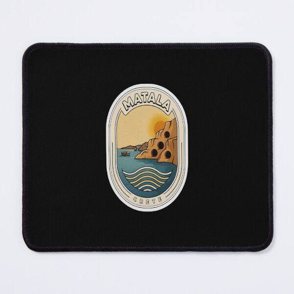 Item preview, Matala Vintage Travel Sticker – Retro Crete Cliffside Cave Illustration designed and sold by stickercuffs.