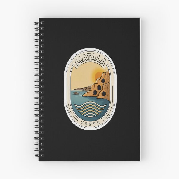 Item preview, Matala Vintage Travel Sticker – Retro Crete Cliffside Cave Illustration designed and sold by stickercuffs.