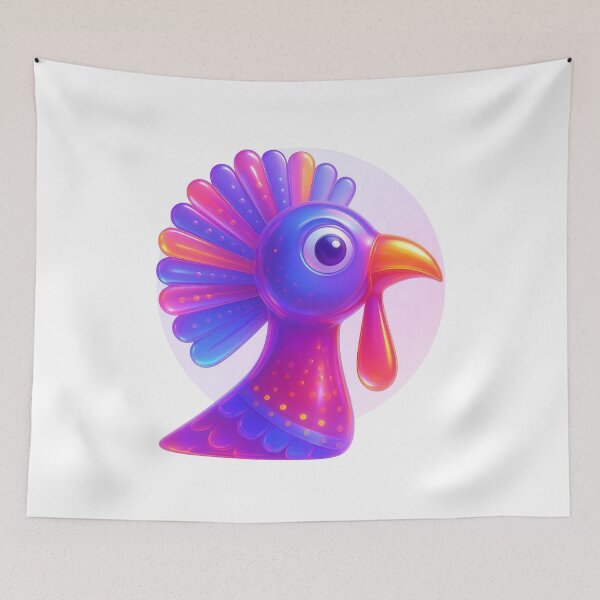 Item preview, Neon Colorful Turkey Head Cute Thanksgiving Cartoon Design designed and sold by kakmi-art.