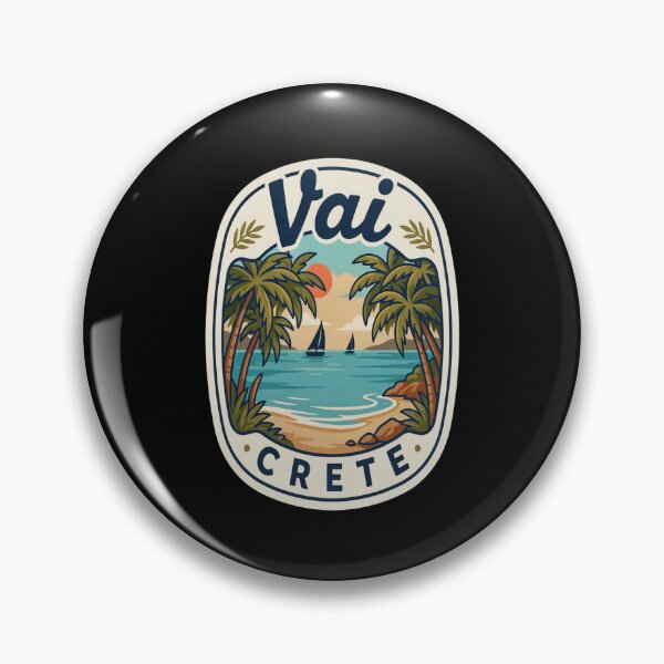 Item preview, Vai Palm Beach Vintage Travel Sticker – Retro Crete Palm‑Forest Illustration designed and sold by stickercuffs.