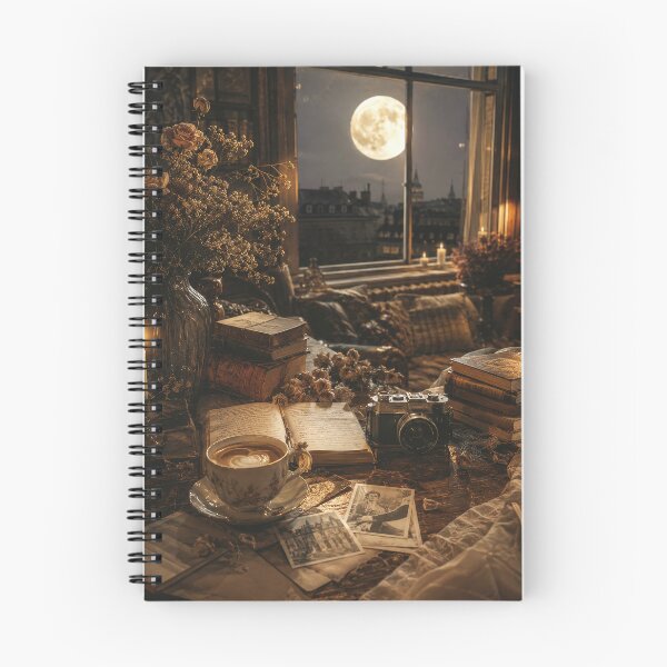 Item preview, Moonlit Library with Vintage Books designed and sold by scicilysimonee.