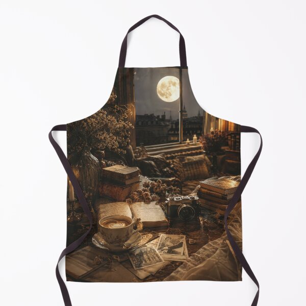 Item preview, Moonlit Library with Vintage Books designed and sold by scicilysimonee.
