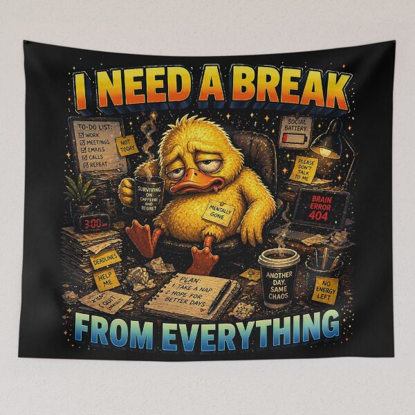 Item preview, I Need A Break From Everything Duck T-Shirt | Burnout Humor Introvert Mental Health Design designed and sold by FunkyVista.