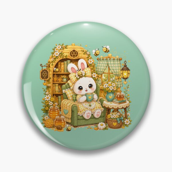 Item preview, Cute Bunny Reading Tea Kawaii Bee Cottagecore Cozy Book Lover Aesthetic designed and sold by ALH Apparel.