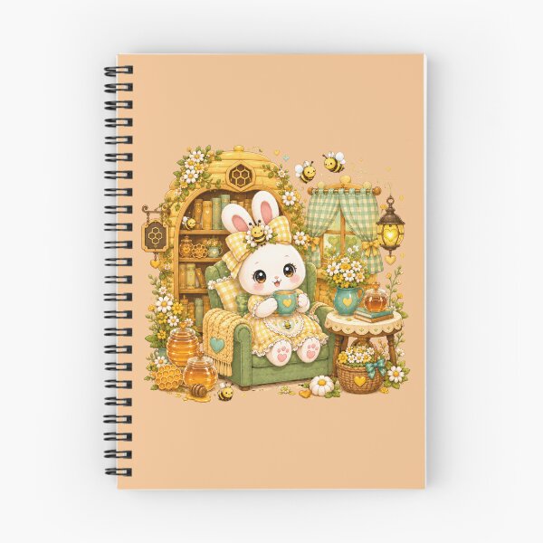 Item preview, Cute Bunny Reading Tea Kawaii Bee Cottagecore Cozy Book Lover Aesthetic designed and sold by ALH Apparel.