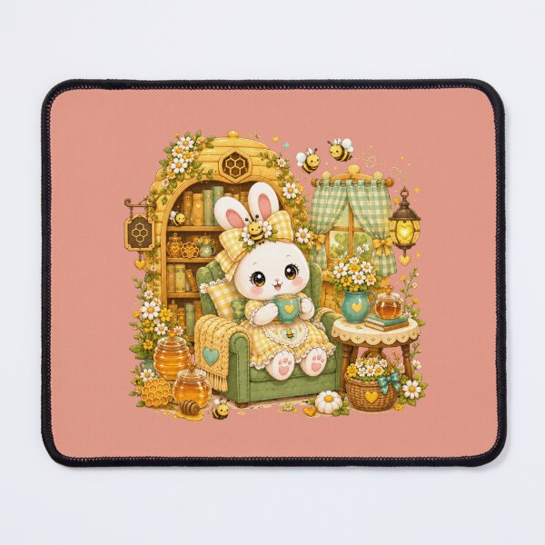 Item preview, Cute Bunny Reading Tea Kawaii Bee Cottagecore Cozy Book Lover Aesthetic designed and sold by ALH Apparel.