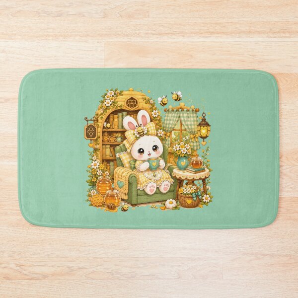 Item preview, Cute Bunny Reading Tea Kawaii Bee Cottagecore Cozy Book Lover Aesthetic designed and sold by ALH Apparel.