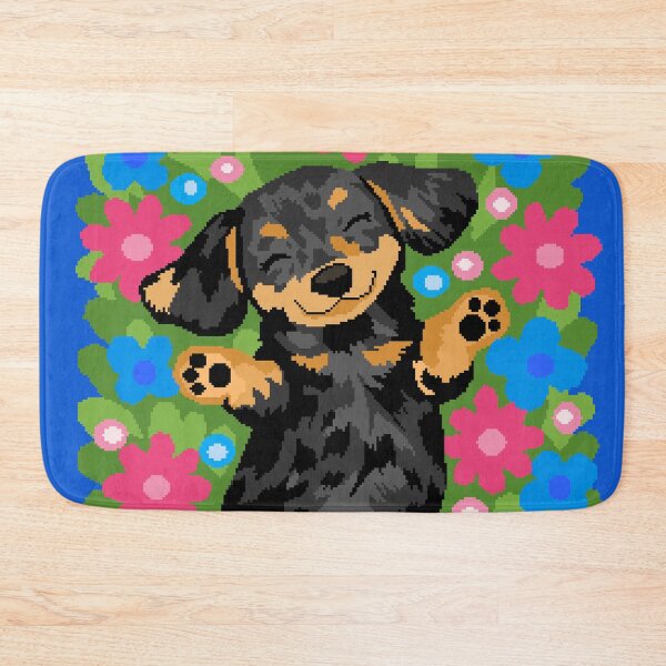 Item preview, Dachshund in Flower Garden Pixel Art designed and sold by LilSeashell.